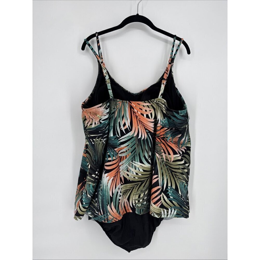 Swim Solutions Size 24 W PALM DELIGHT Plus Size Handkerchief One-Piece Swimsuit - Picture 2 of 5